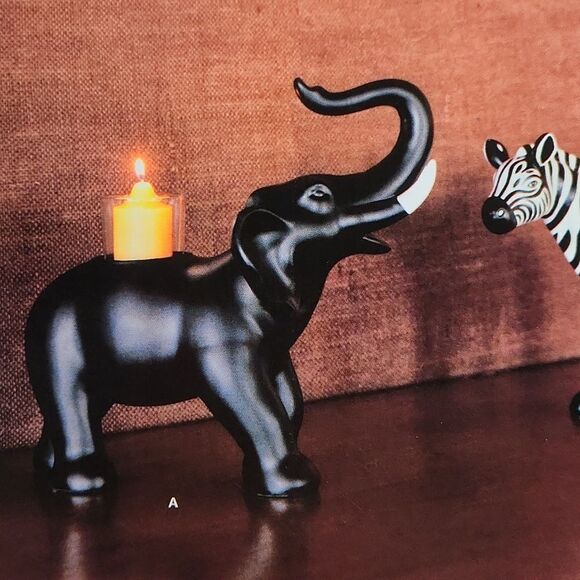 💜PartyLite Black Trumpeting Elephant Tealight/Votive Candle Holder - Picture 7 of 15